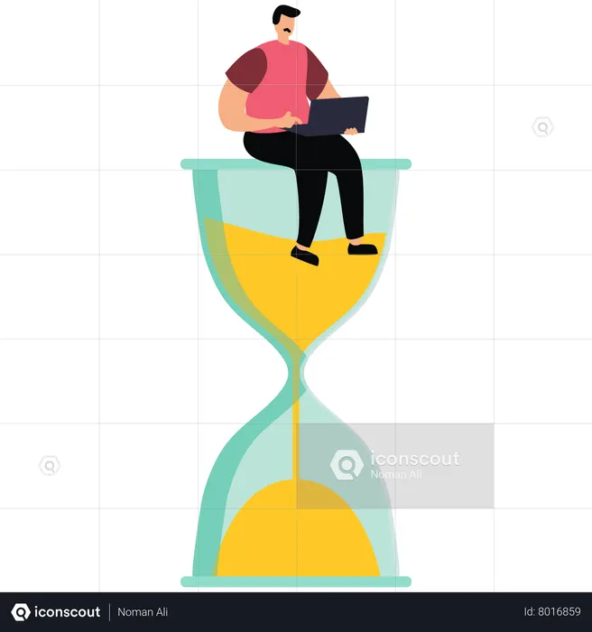 Best Businessman working with laptop hourglass countdown timer