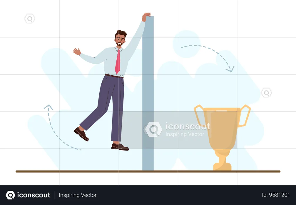 Businessman works for business trophy  Illustration