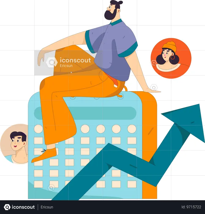 Businessman works on business analysis  Illustration