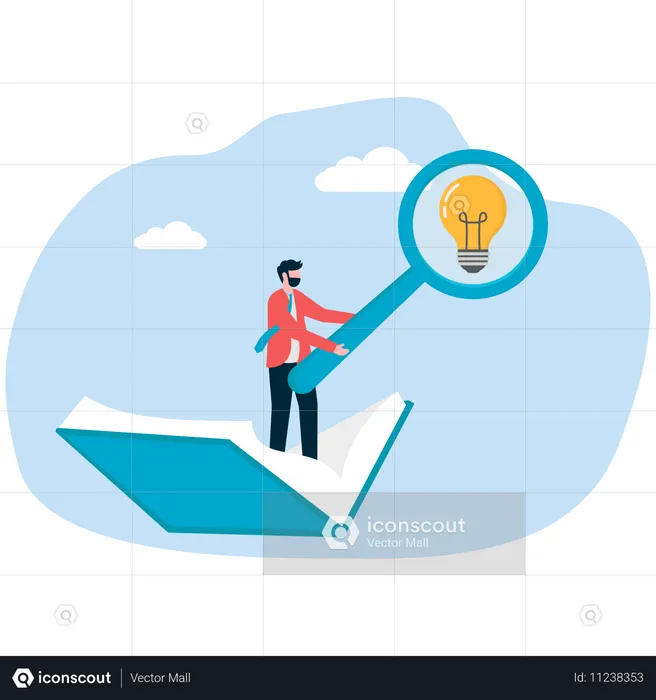 Businessman works on creative ideas  Illustration