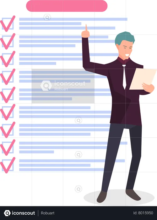 Businessman works with to do list  Illustration