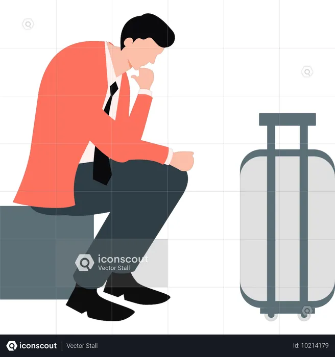 Businessman worried about traveling  Illustration