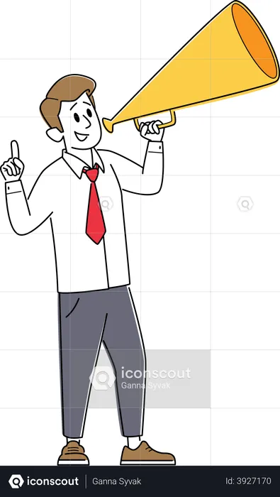Businessman Yell with Megaphone  Illustration