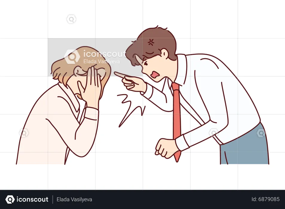 Businessman yelling at female assistant  Illustration