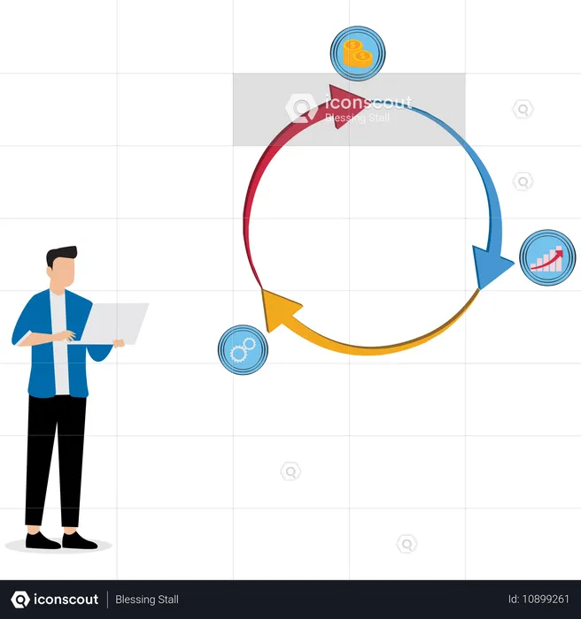 Businessmanager analysing business  Illustration