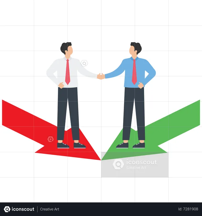 Businessmans make deal and shake hands in arrows  Illustration