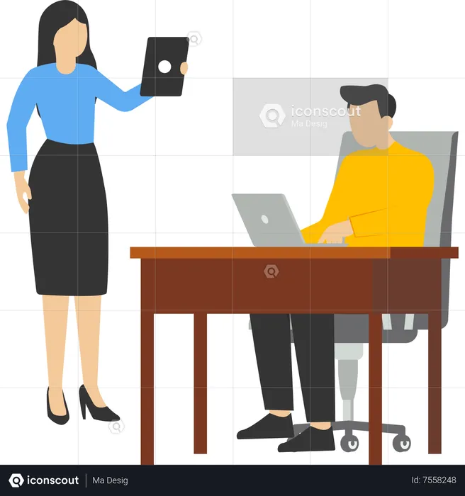 Businessmen and woman working together  Illustration