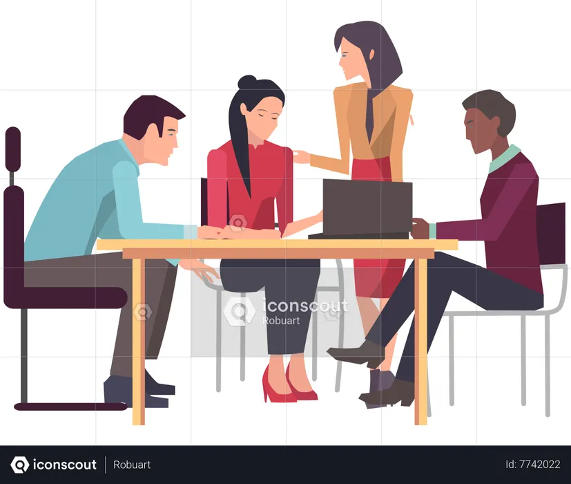 Businessmen and women doing project strategy planning  Illustration