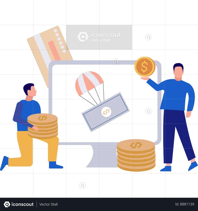 Businessmen are holding dollar coins  Illustration