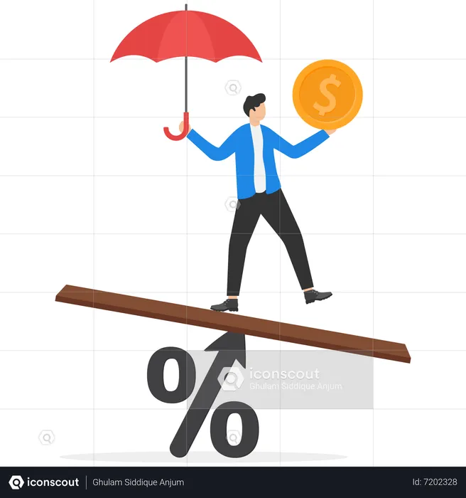 Businessmen balancing business profit and loss  Illustration