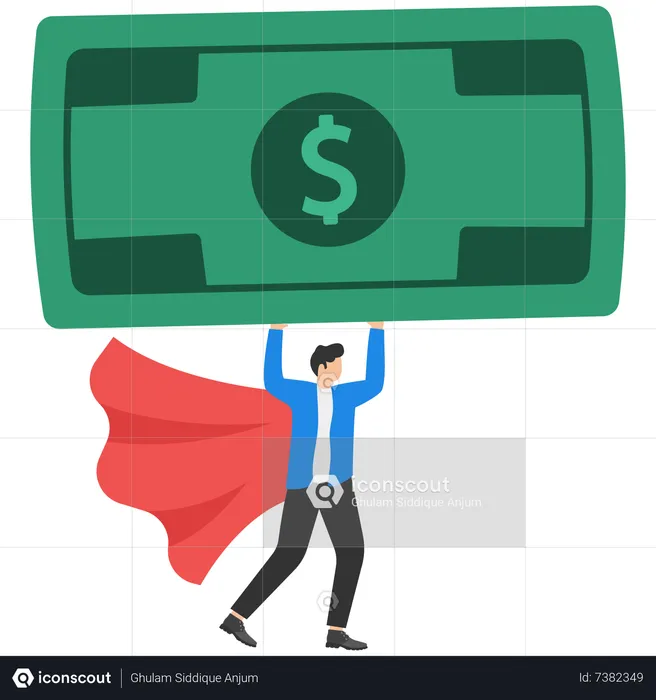 Businessmen carry money dollar banknote metaphor of capital  Illustration