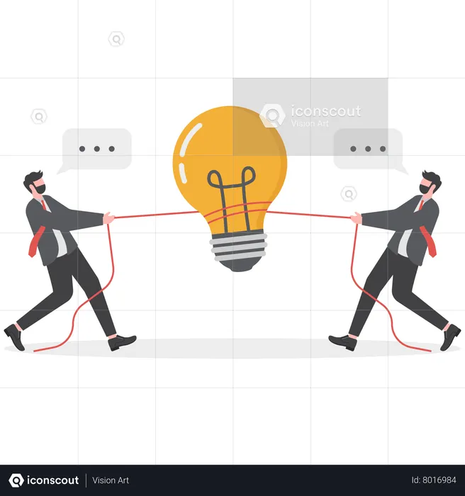 Businessmen competitor fight and pulling office management  Illustration