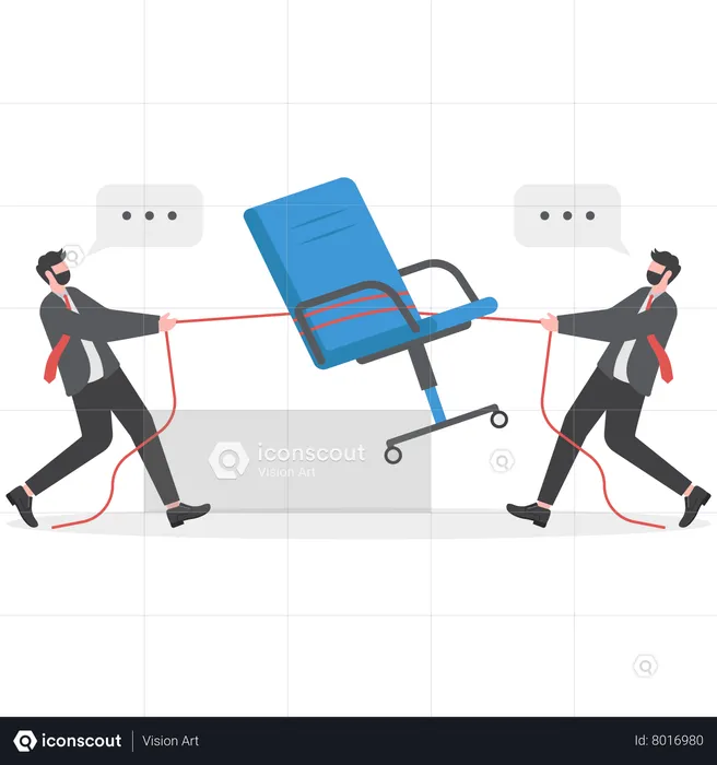 Businessmen competitor fight and pulling office management chair  Illustration