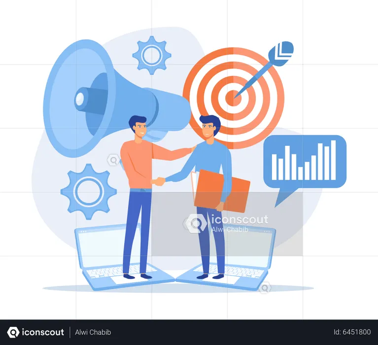 Businessmen Doing Marketing Deal  Illustration