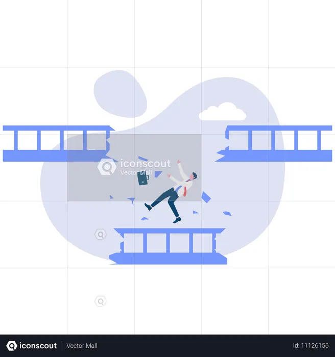 Businessmen fell from broken bridge  Illustration