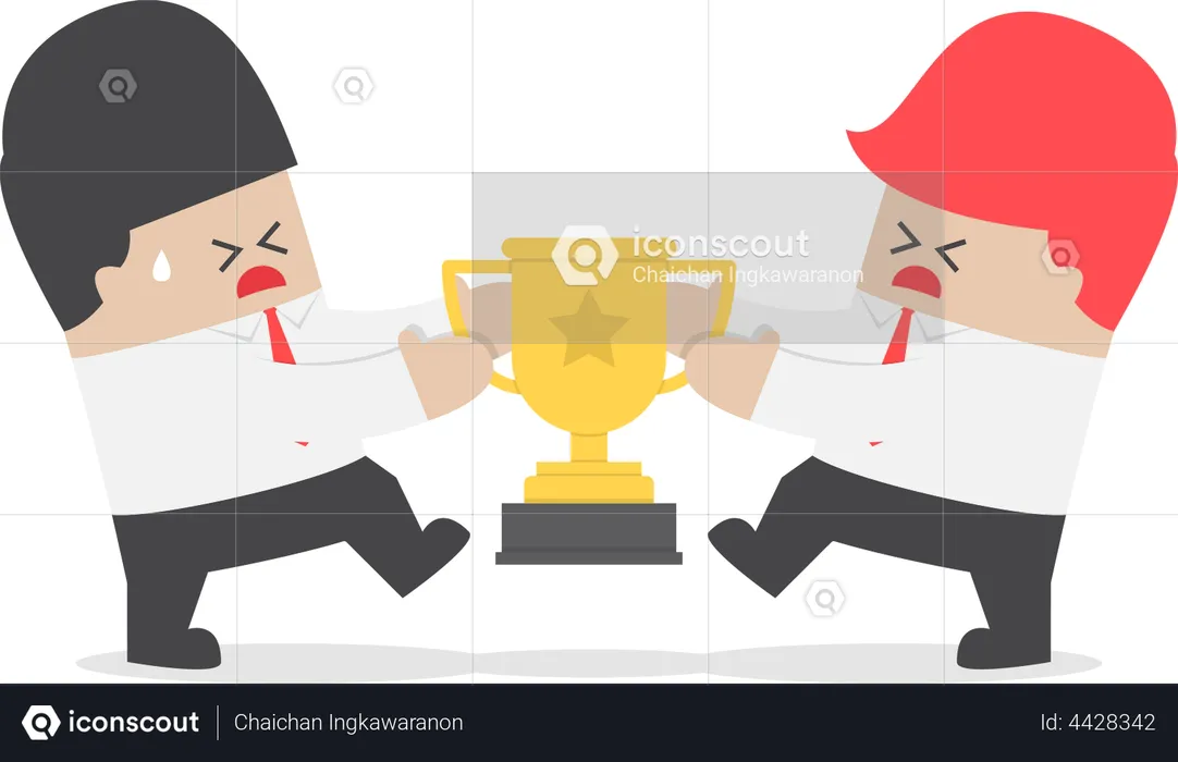 Businessmen fight for the trophy  Illustration