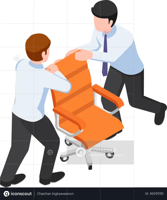 Businessmen fighting for chair  Illustration