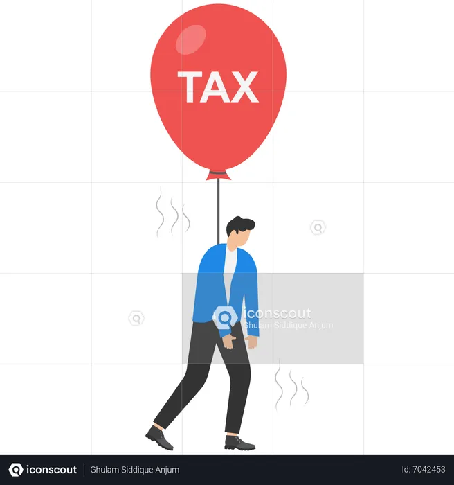 Businessmen fly balloons with the word TAX  Illustration