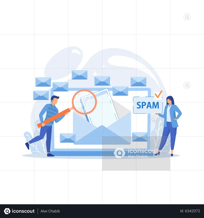 Businessmen get advertising spam message  Illustration
