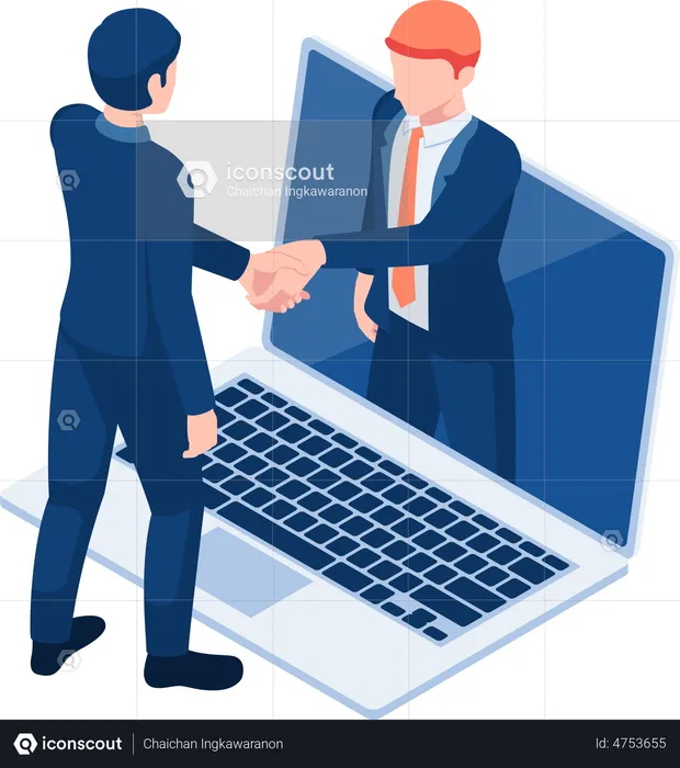 Businessmen Having Online Agreement  Illustration