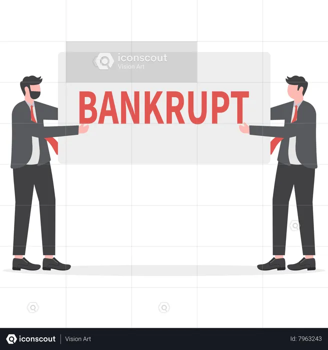 Businessmen holding placards with text-bankrupt  Illustration