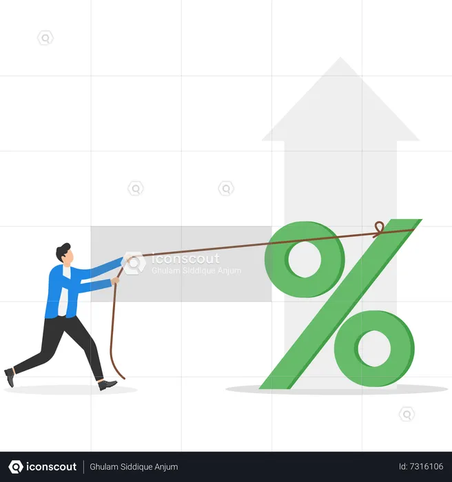 Businessmen increase interest rates in market  Illustration