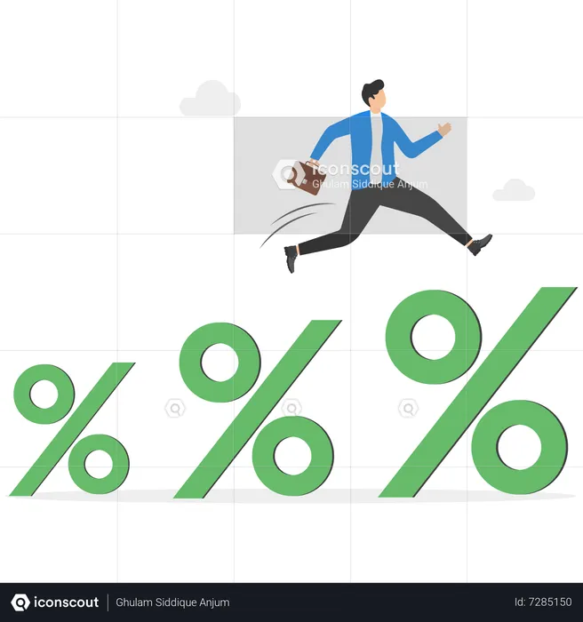 Businessmen jump for large percentage  Illustration