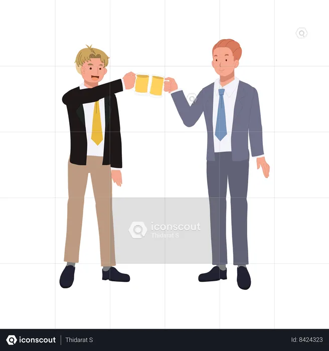 Businessmen Making Toast with Beer  Illustration