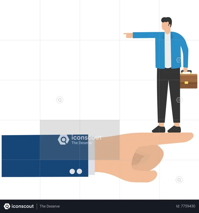 Businessmen pointing in different directions, concept  Illustration