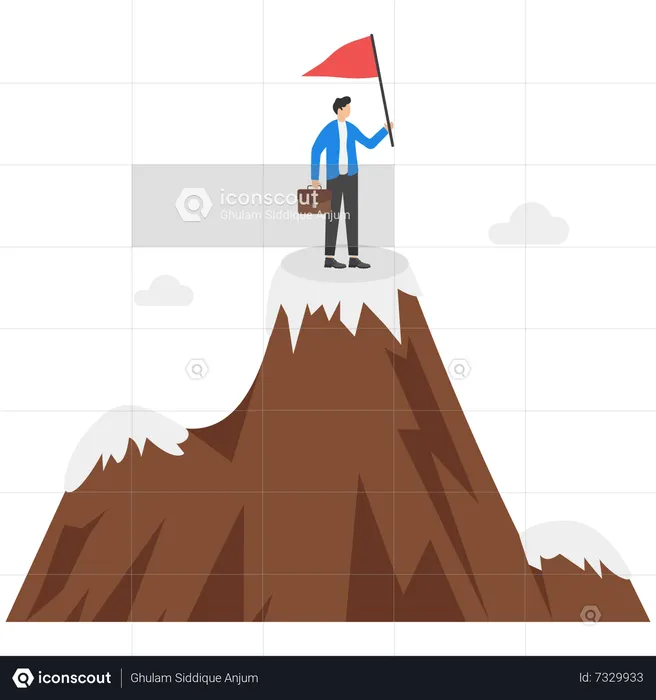 Businessmen standing on the mountain top in winner pose  Illustration
