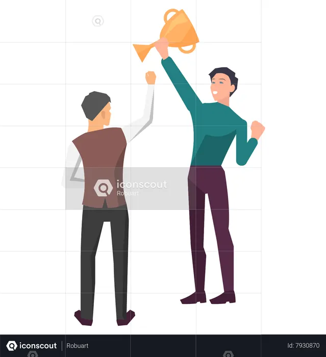 Businessmen standing with cup in hands  Illustration