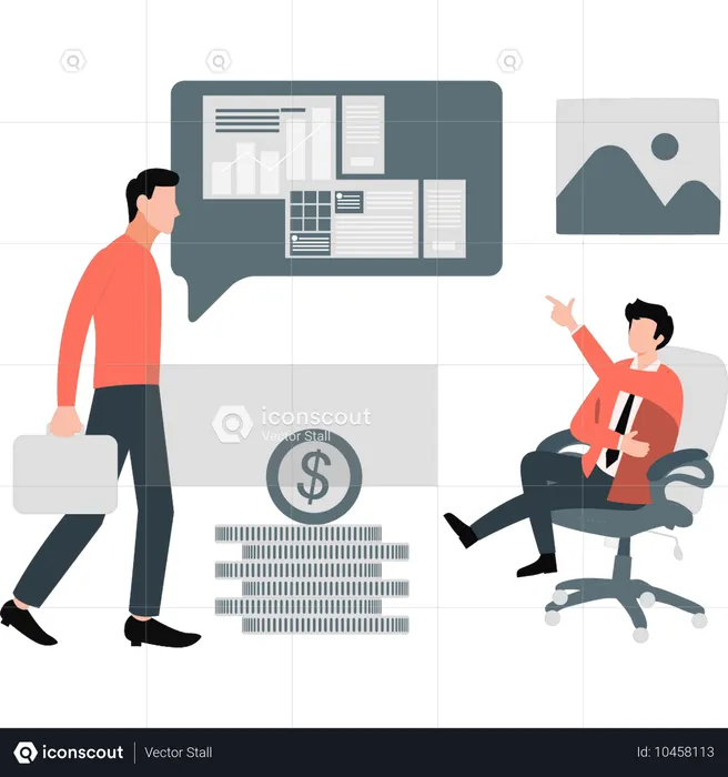 Businessmen talking about business profit  Illustration