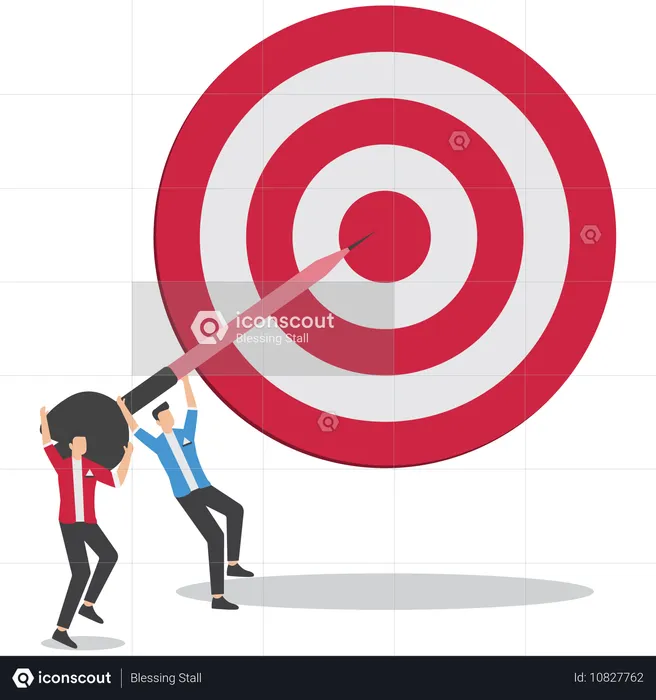 Businessmen throw a dart at a target  Illustration