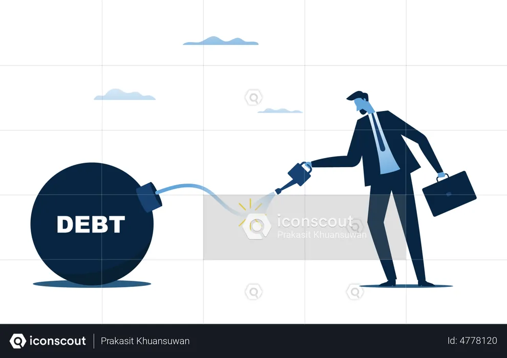 Businessmen trying to solve debt  Illustration