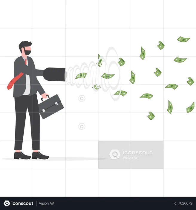 Businessmen use storm to attract money  Illustration