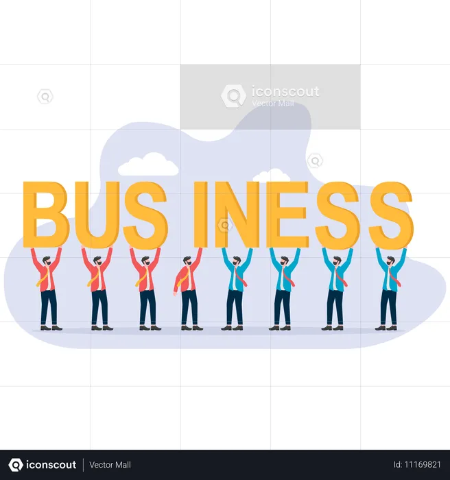 Businessmen with business word  Illustration