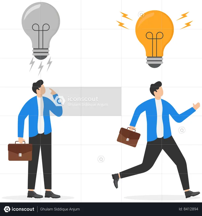Businessmen with old and new ideas  Illustration