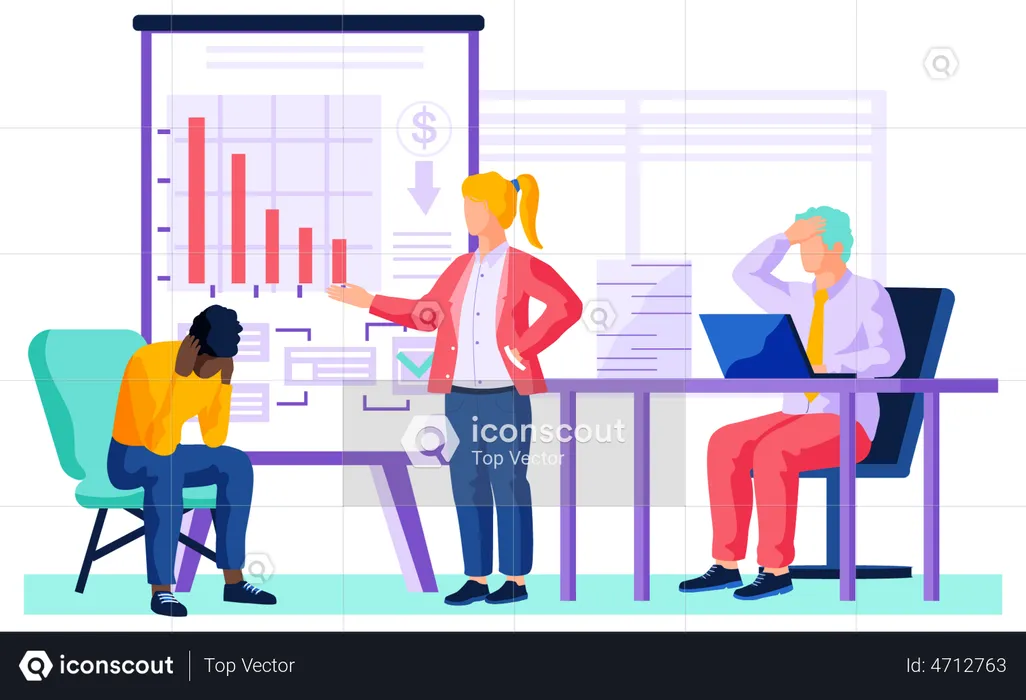Businesspeople analyzing statistics  Illustration