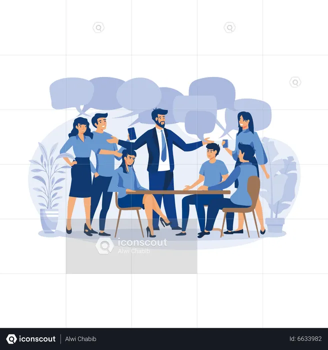 Businesspeople brainstorming for business idea  Illustration