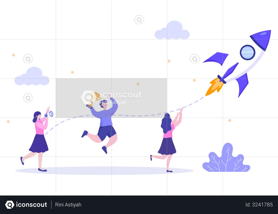 Businesspeople celebrating startup success  Illustration