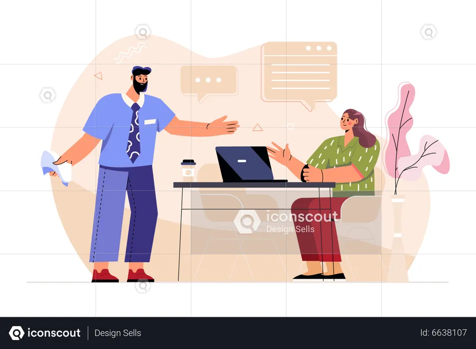 Businesspeople discuss about content  Illustration
