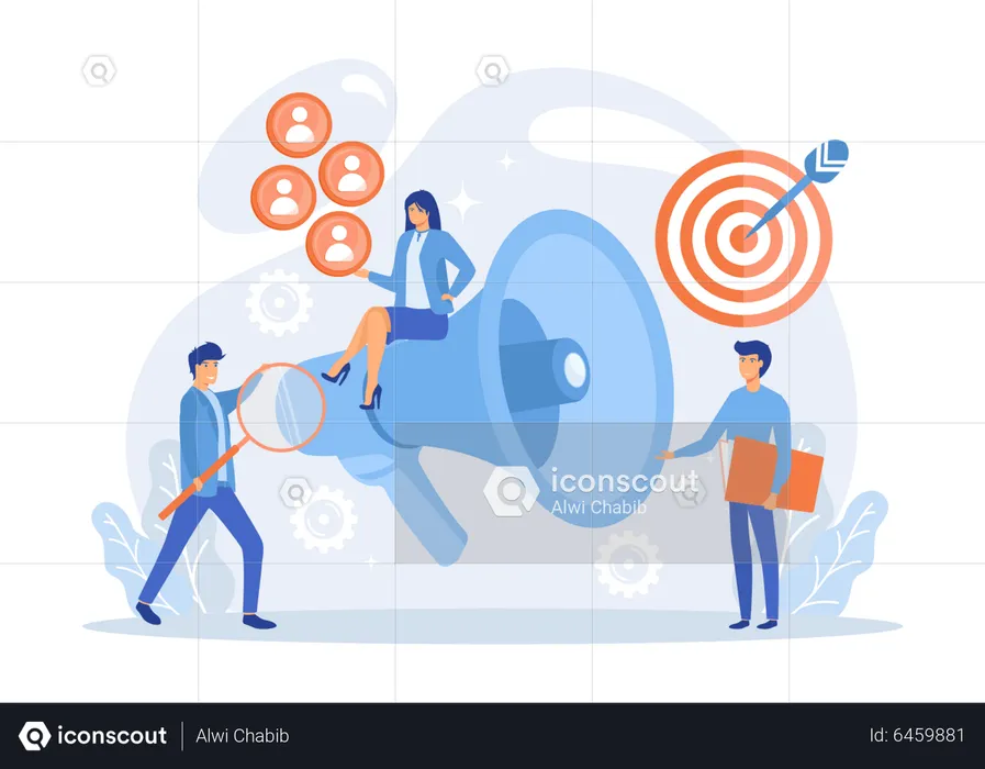 Businesspeople doing marketing analysis  Illustration