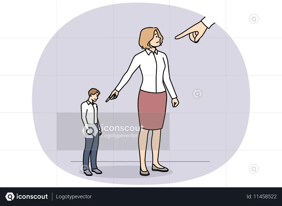 Businesspeople point with finger lay blame on colleague  Illustration