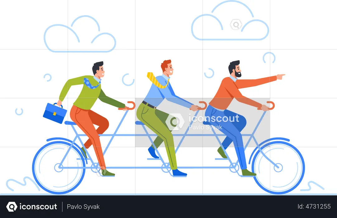 Businesspeople Team Riding cycle  Illustration