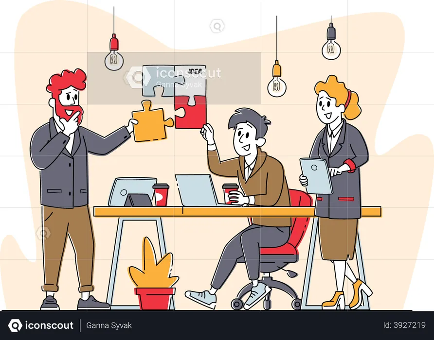 Businesspeople Teamwork Cooperation  Illustration