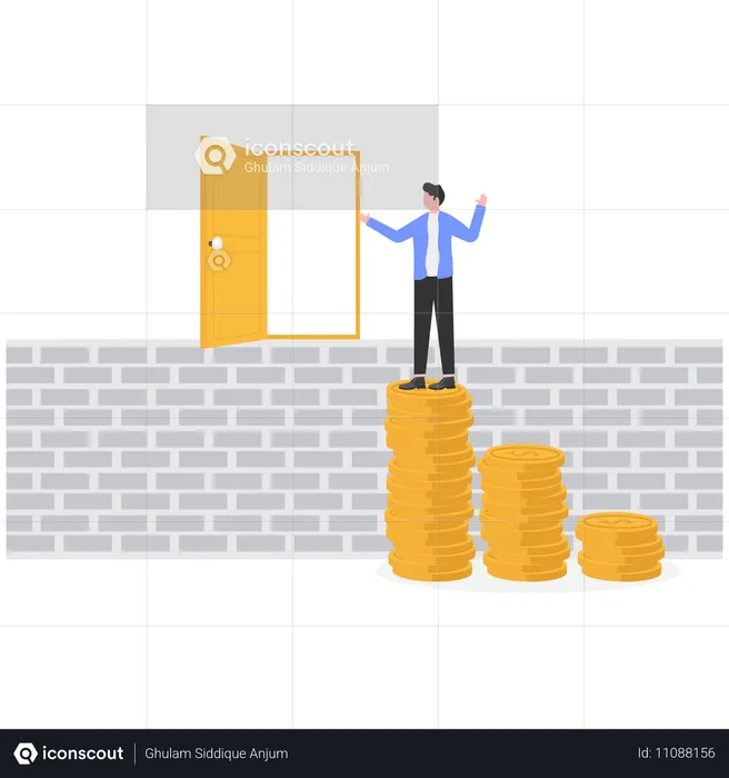 Businesspeople with business income and profits lifting dollar coin  Illustration