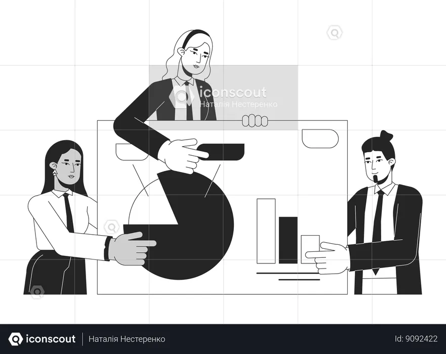 Businesspeople working on business presentation  Illustration