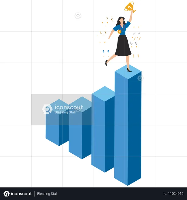 사업적 보상을 달성하는 사업가  일러스트레이션