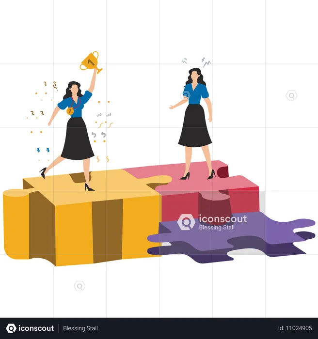 Businesswoman achieving business reward  Illustration