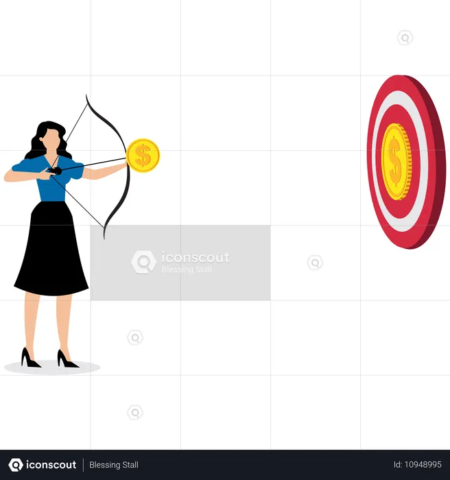 Businesswoman achieving financial goal  Illustration